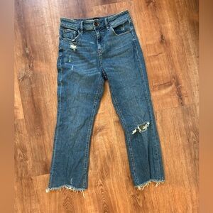 BDG Urban Outfitters High Rise Kick Flare Cropped Jeans Distressed Hem Size 27